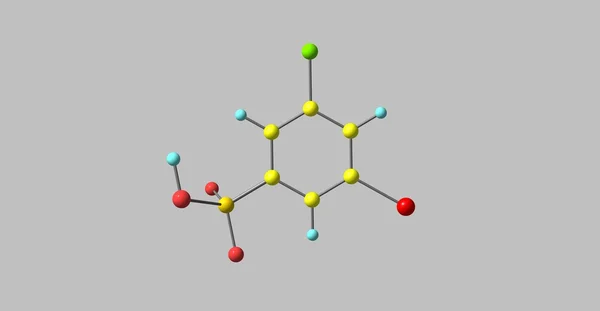 3-Bromo-5-chlorobenzenesulphonic kyselin molekulární struktura izolované Grey — Stock fotografie