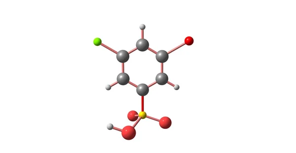 3-Bromo-5-chlorobenzenesulphonic kyselin molekulární struktura izolované na bílém — Stock fotografie