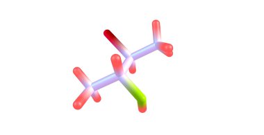 Bromobutanol moleküler yapısı üzerinde beyaz izole