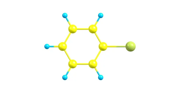 Estrutura molecular de bromobenzeno isolada em branco — Fotografia de Stock