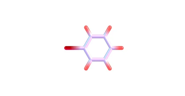 Estrutura molecular de bromobenzeno isolada em branco — Fotografia de Stock