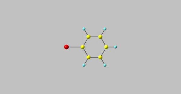 Structure moléculaire du bromobenzène isolée sur gris — Photo