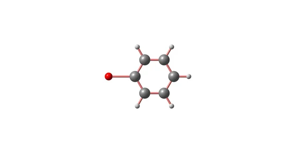 Structure moléculaire du bromobenzène isolée sur blanc — Photo