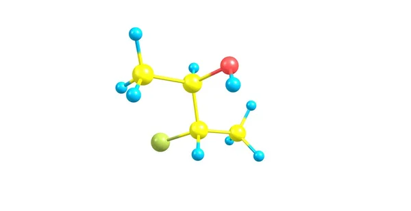 Bromobutanol 分子结构上白色孤立 — 图库照片