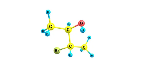 Estructura molecular de bromobutanol aislada en blanco — Foto de Stock