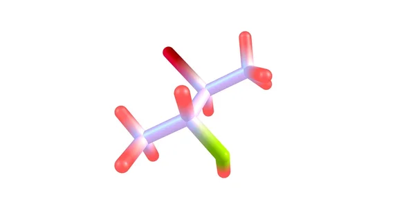 Estructura molecular de bromobutanol aislada en blanco — Foto de Stock