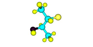 Bromobutanol moleküler yapısı üzerinde beyaz izole