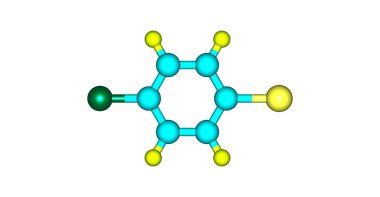 1-Bromo-4-chlorobenzene moleküler yapısı üzerinde beyaz izole