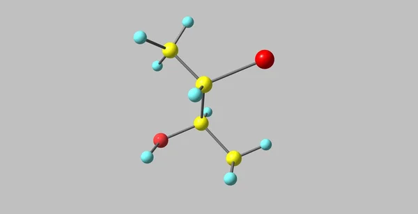 Estructura molecular de bromobutanol aislada en gris —  Fotos de Stock