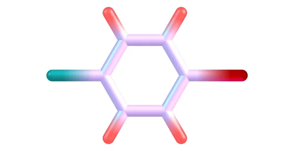 1-Bromo-4-chlorobenzene moleküler yapısı üzerinde beyaz izole — Stok fotoğraf