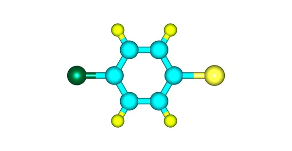 1-Бромо-4-хлоробензол молекулярной структуры изолированы на белом — стоковое фото