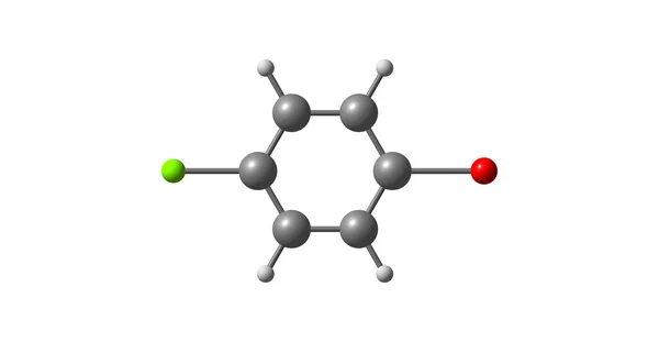 Estructura molecular del 1-bromo-4-clorobenceno aislada en blanco —  Fotos de Stock