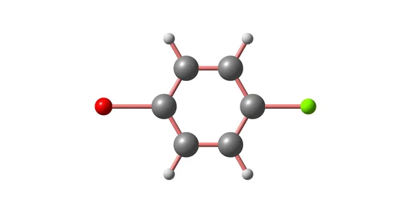 Molekulare Struktur von 1-Bromo-4-Chlorbenzol isoliert auf weiß — Stockfoto