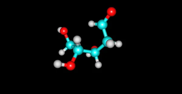 Molekulare Struktur der Desoxyribose isoliert auf schwarz — Stockfoto