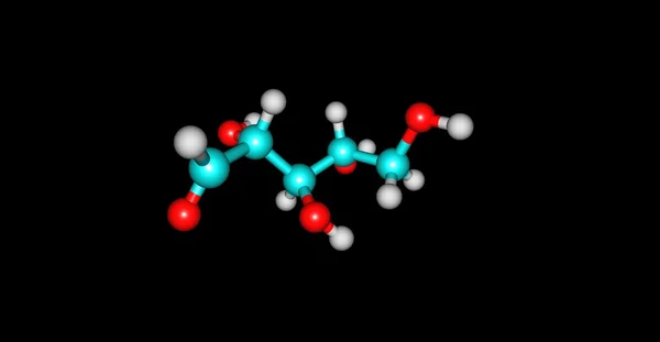 블랙에 고립 된 ribose 분자 구조 — 스톡 사진