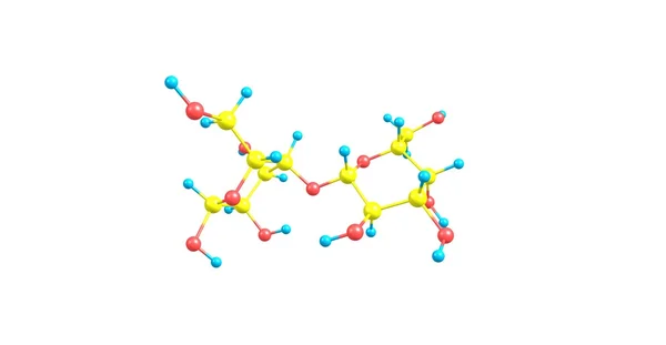 Molekulare Struktur der Laktose isoliert auf weiß — Stockfoto