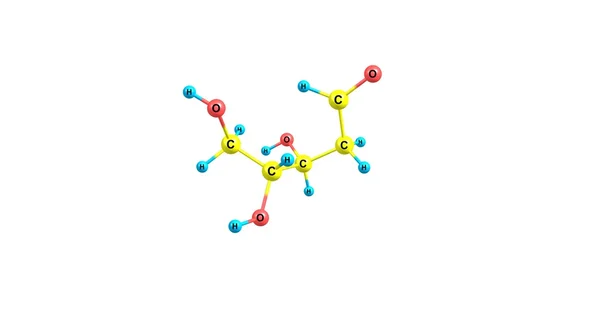 Moleculaire structuur desoxyribose geïsoleerd op wit — Stockfoto