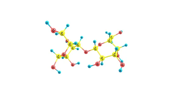 Molekulare Struktur der Laktose isoliert auf weiß — Stockfoto