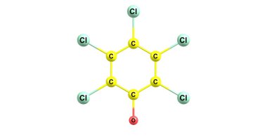 Pentachlorophenol moleküler yapısı üzerinde beyaz izole