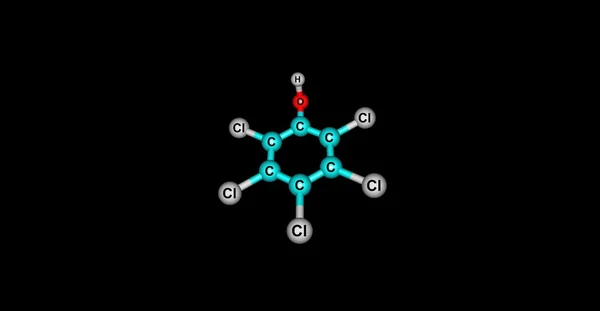 Siyah izole pentachlorophenol moleküler yapısı — Stok fotoğraf