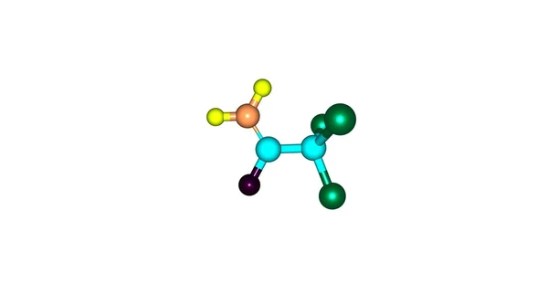Struktura cząsteczkowa 2,2,2-Trichloroethanamide na białym tle — Zdjęcie stockowe