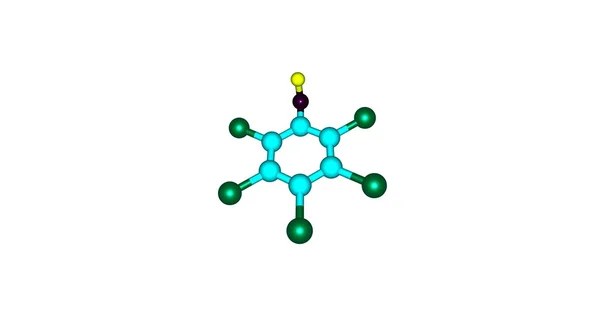 五氯苯酚分子结构上白色孤立 — 图库照片