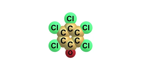 五氯苯酚分子结构上白色孤立 — 图库照片