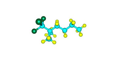 Beyaz izole 1,1,1-Trichloro-2,2-dimethylhexane moleküler yapısı