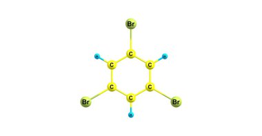 Beyaz izole 1,3,5-Tribromobenzene moleküler yapısı