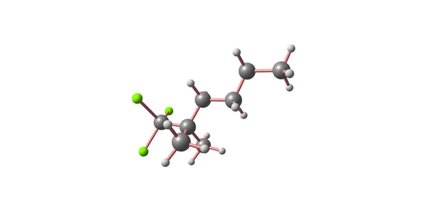 1,1,1-Trichloro-2,2-dimethylhexane molecular structure isolated on white — Stock fotografie