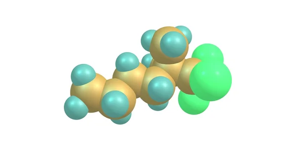 1,1,1-Trichloro-2,2-dimethylhexane struktury molekularnej na białym tle — Zdjęcie stockowe