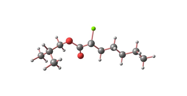 2-Methylprop-1-yl R-2-Chloroheptanoate moleküler yapısı üzerinde beyaz izole — Stok fotoğraf