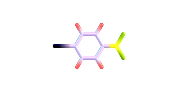 Estrutura molecular de 4-Iodo-1-nitrobenzeno isolada sobre branco — Fotografia de Stock