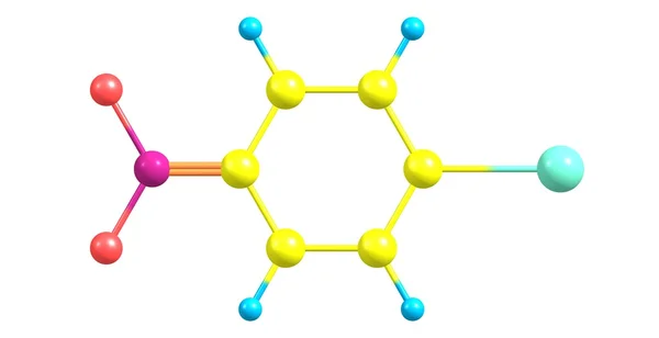 Estrutura molecular de 4-Iodo-1-nitrobenzeno isolada sobre branco — Fotografia de Stock