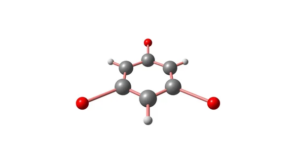 1,3,5-Tribromobenzene moleculaire structuur geïsoleerd op wit — Stockfoto