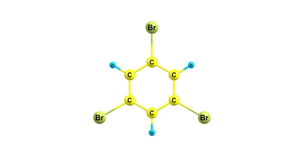 1,3,5-Tribromobenzene moleculaire structuur geïsoleerd op wit — Stockfoto