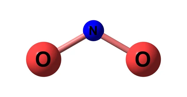 Estructura molecular del dióxido de nitrógeno aislada en blanco — Foto de Stock