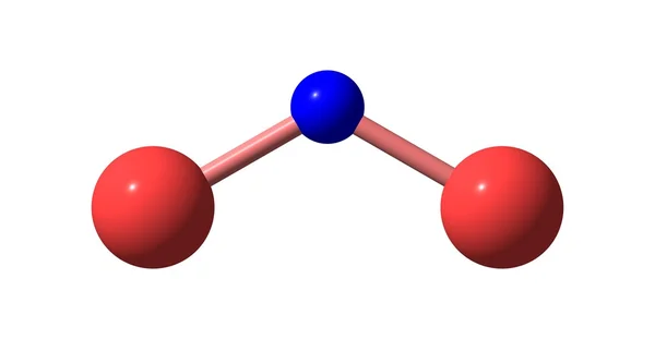 Molekulare Struktur von Stickstoffdioxid isoliert auf weiß — Stockfoto