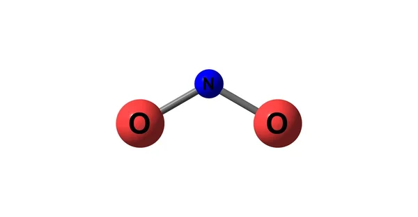 Moleculaire structuur stikstofdioxide geïsoleerd op wit — Stockfoto