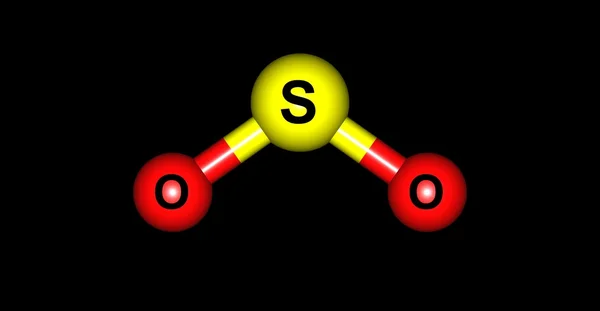 Moleculaire structuur zwaveldioxide geïsoleerd op zwart — Stockfoto