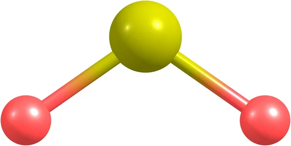Kükürt dioksit moleküler yapısı üzerinde beyaz izole — Stok fotoğraf