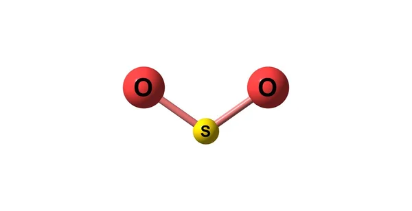 Anidride solforosa struttura molecolare isolata su bianco — Foto Stock