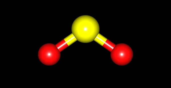 Anidride solforosa struttura molecolare isolata su nero — Foto Stock