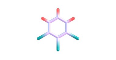 1,2,3 Trichlorobenzene moleküler yapısı üzerinde beyaz izole
