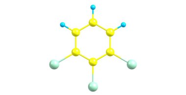 1,2,3 Trichlorobenzene moleküler yapısı üzerinde beyaz izole