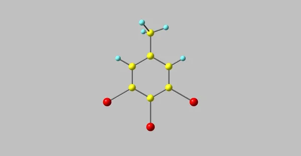 Structure moléculaire du 3,4,5-tribromotoluène isolée sur du gris — Photo