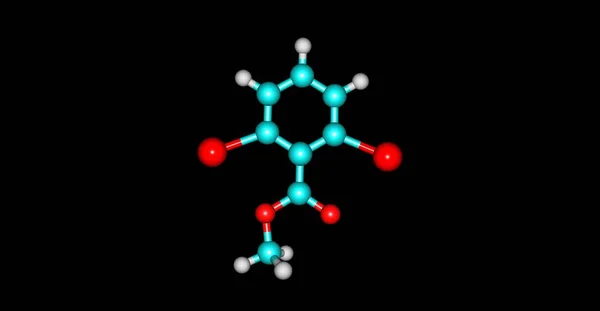 Estrutura molecular de 2,6-diiodobenzoato de metilo isolada em preto — Fotografia de Stock