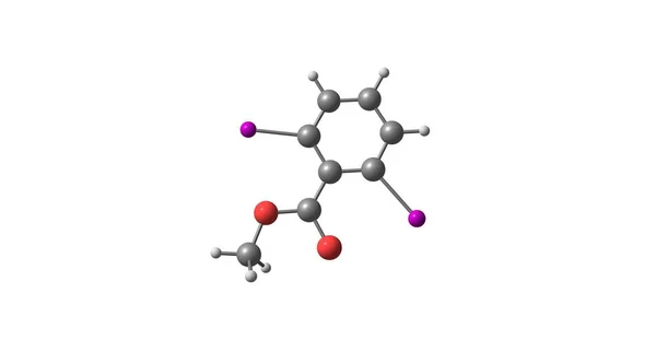 2,6-diiodobenzoate μεθυλο μοριακή δομή απομονωθεί σε λευκό — Φωτογραφία Αρχείου