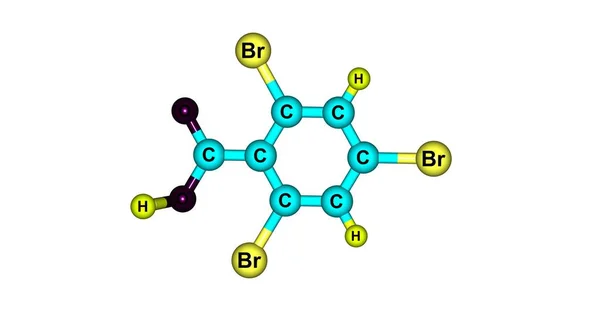 2,4,6-Tribromobenzoic οξέος μοριακή δομή που απομονώνονται σε λευκό — Φωτογραφία Αρχείου