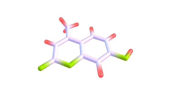 Moleculaire structuur Hymecromone geïsoleerd op wit — Stockfoto